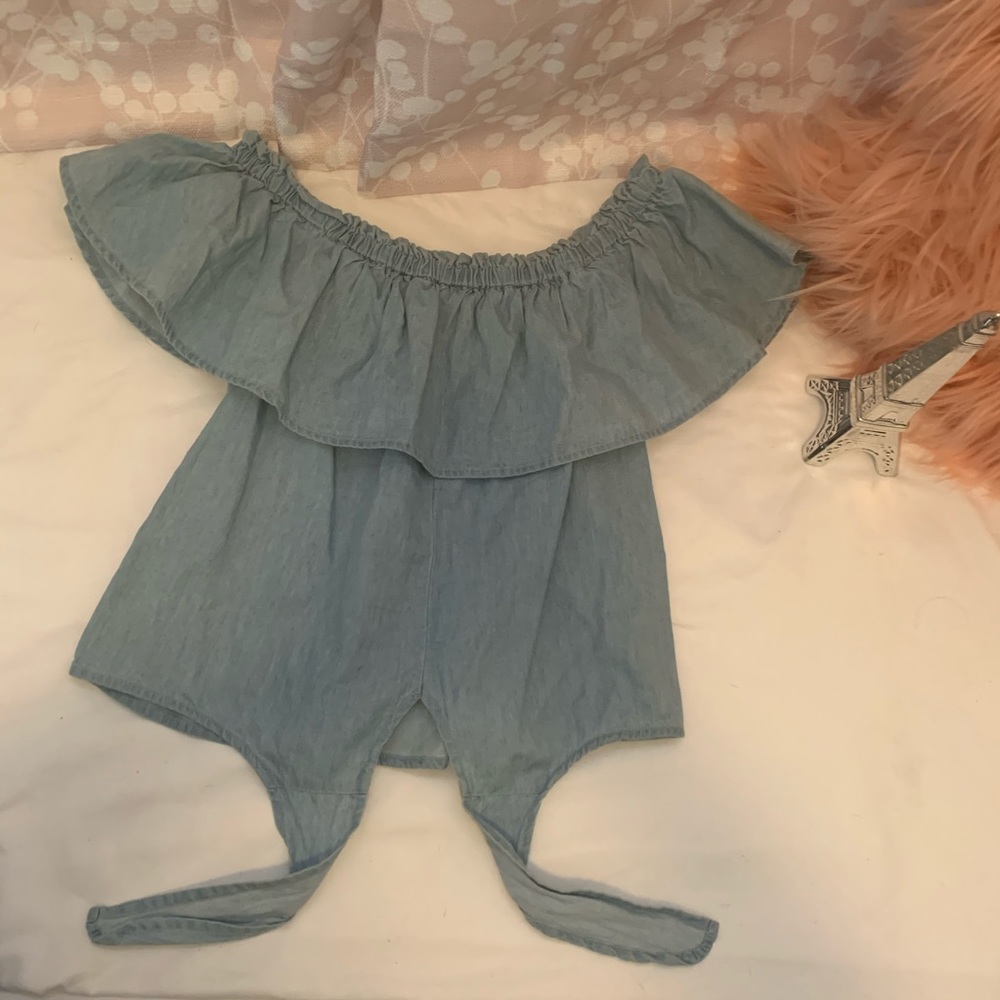 No Boundaries Denim Off the Shoulder Top